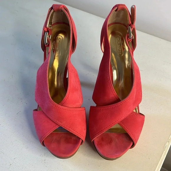 Coach Adelle Nubuck Suede Leather Y2K Heels Blossom Pink 4.5" Heel Women’s 8 - Picture 3 of 10